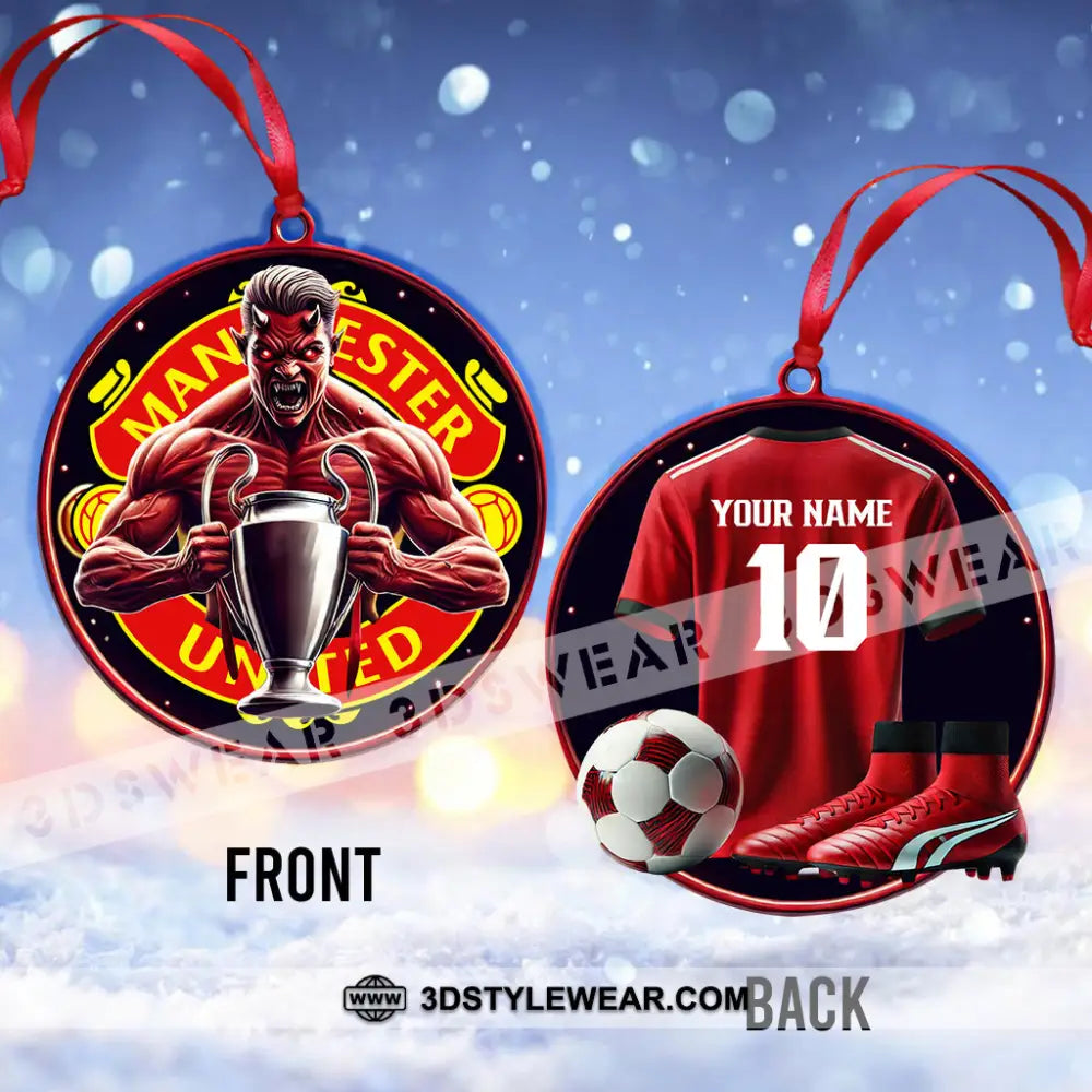 Custom Name And Number The Red Devil Ornament Christmas Gift For Football Lover