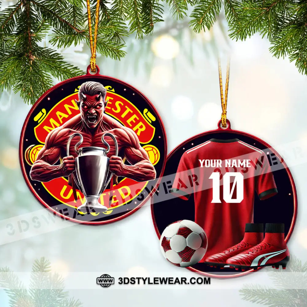 Custom Name And Number The Red Devil Ornament Christmas Gift For Football Lover