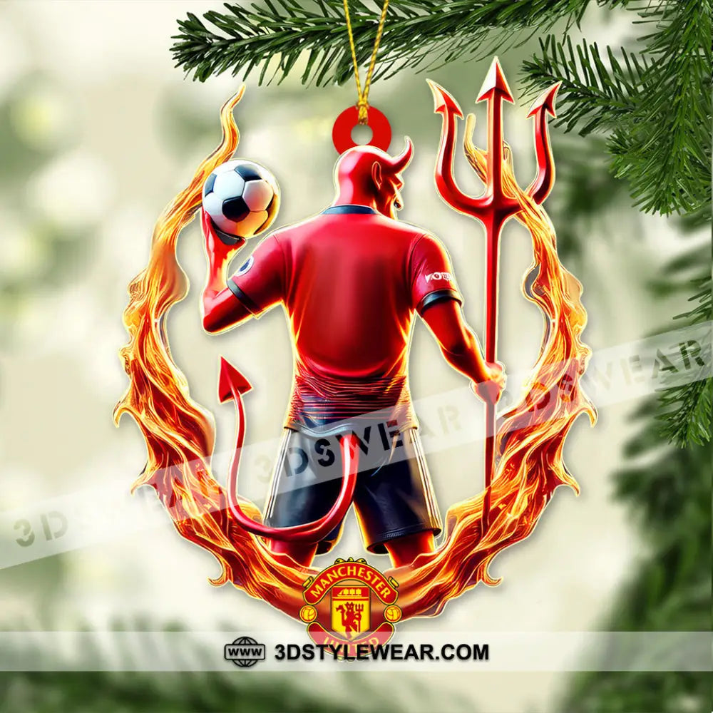 Custom Name Mu Red Devil Ornament Christmas Gift For Football Lover 3.54’’ / 1 Pack