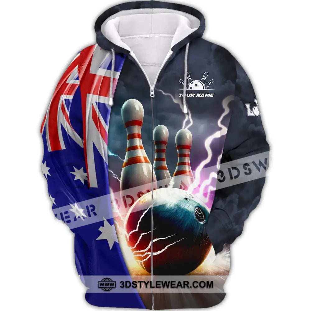 Custom Unisex Shirt Bowling Australia Polo T-Shirt For Lovers Zipper Hoodie / S