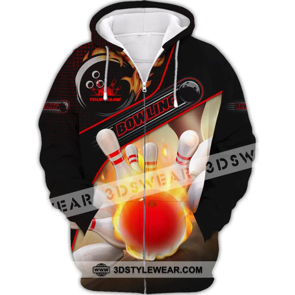 Custom Unisex Shirt Bowling T-Shirt For Lovers Zipper Hoodie / S