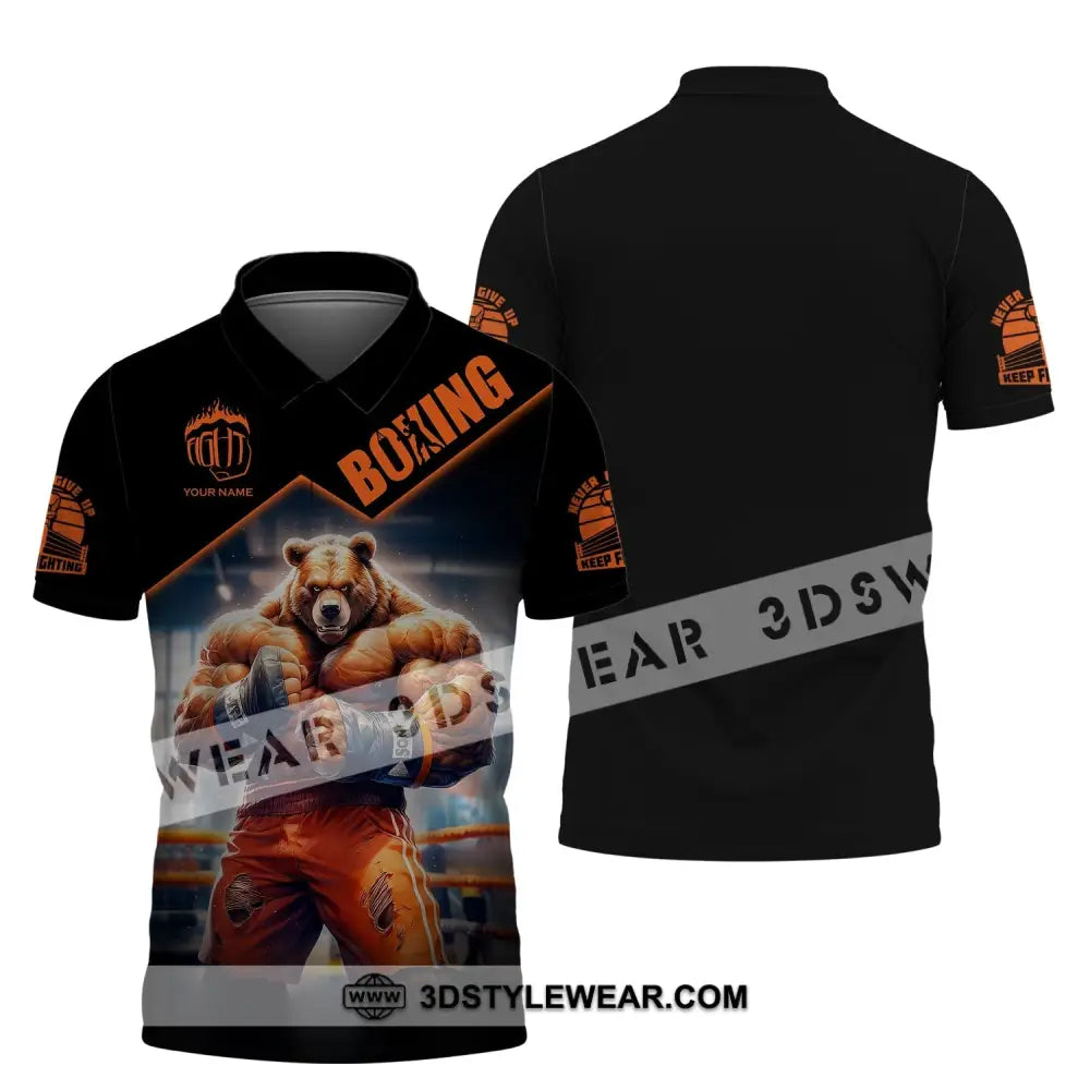 Man Shirt Boxing Custom Name T-Shirt Bear Gift For Lover Polo / S