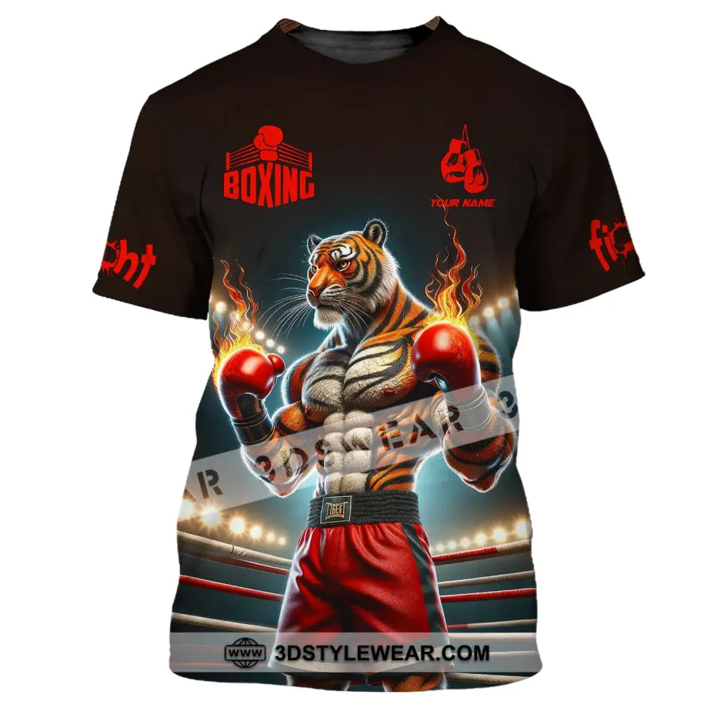 Man Shirt Boxing Custom Name T-Shirt Tiger Gift For Lover / S