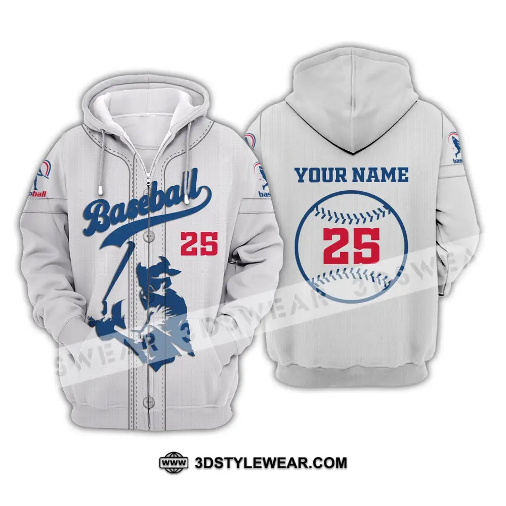 Man Shirt Custom Name And Number Baseball T-Shirt Gift For Player Zipper Hoodie / S