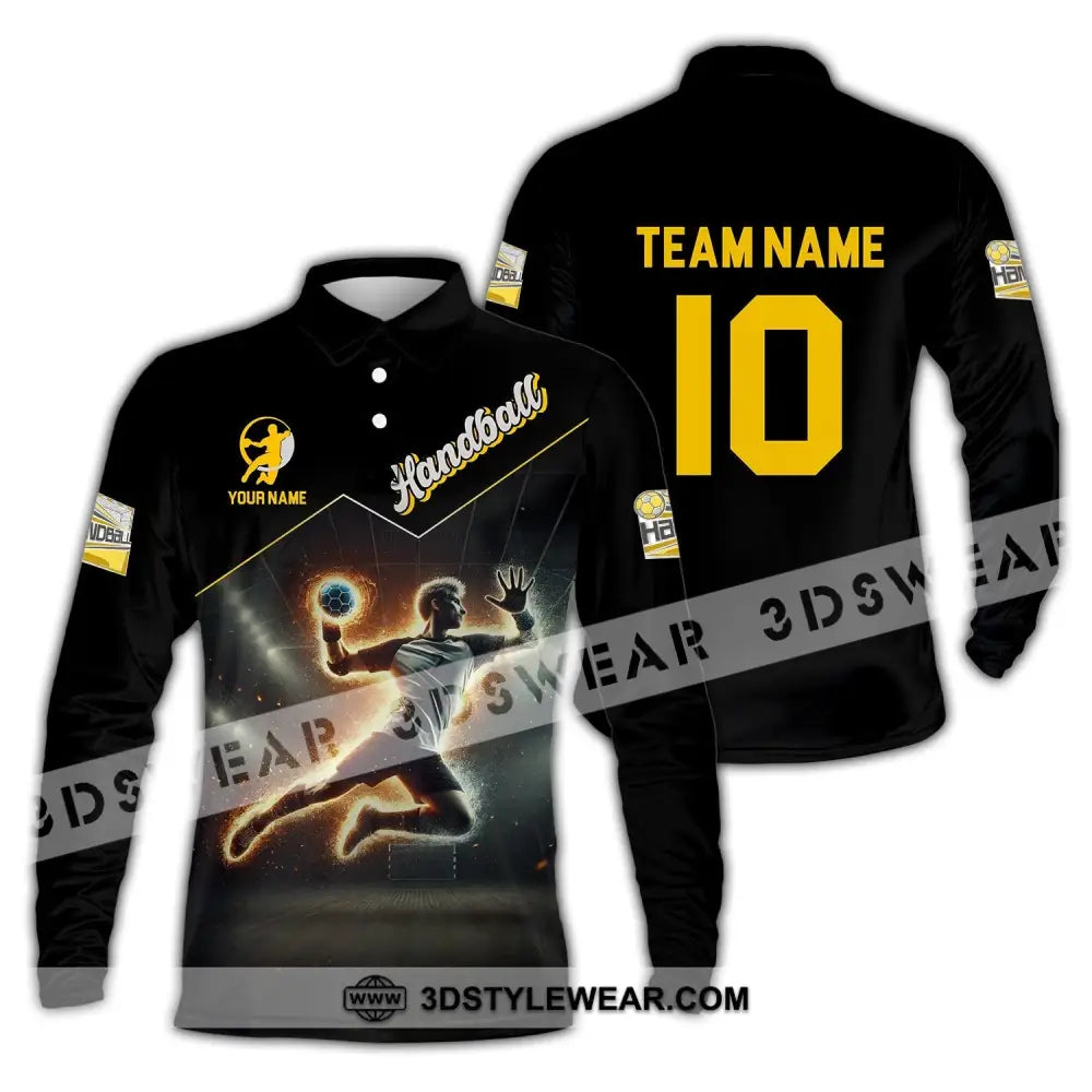 Man Shirt Custom Name And Number Handball Player Hoodie Polo Long Sleeve / S T-Shirt