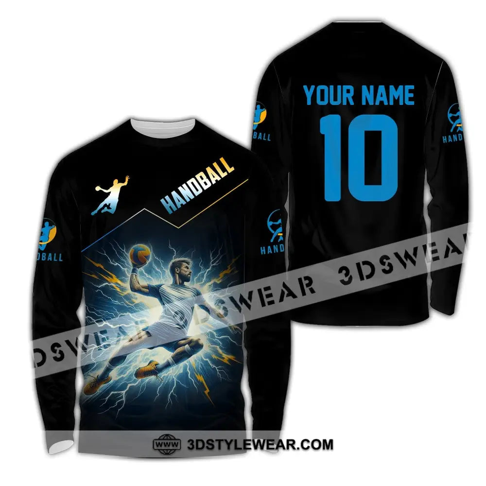 Man Shirt Custom Name And Number Handball Player Hoodie Polo Long Sleeve / S T-Shirt