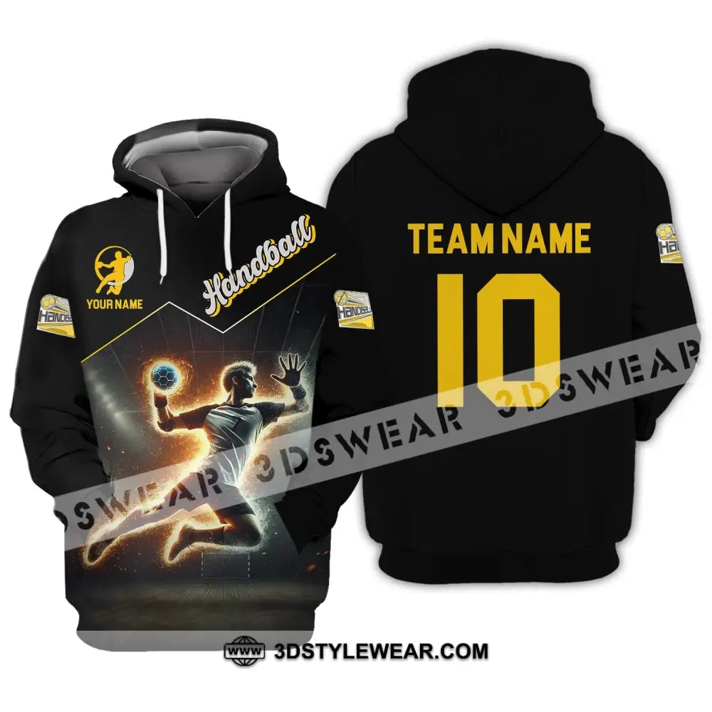 Man Shirt Custom Name And Number Handball Player Hoodie Polo Long Sleeve / S T-Shirt