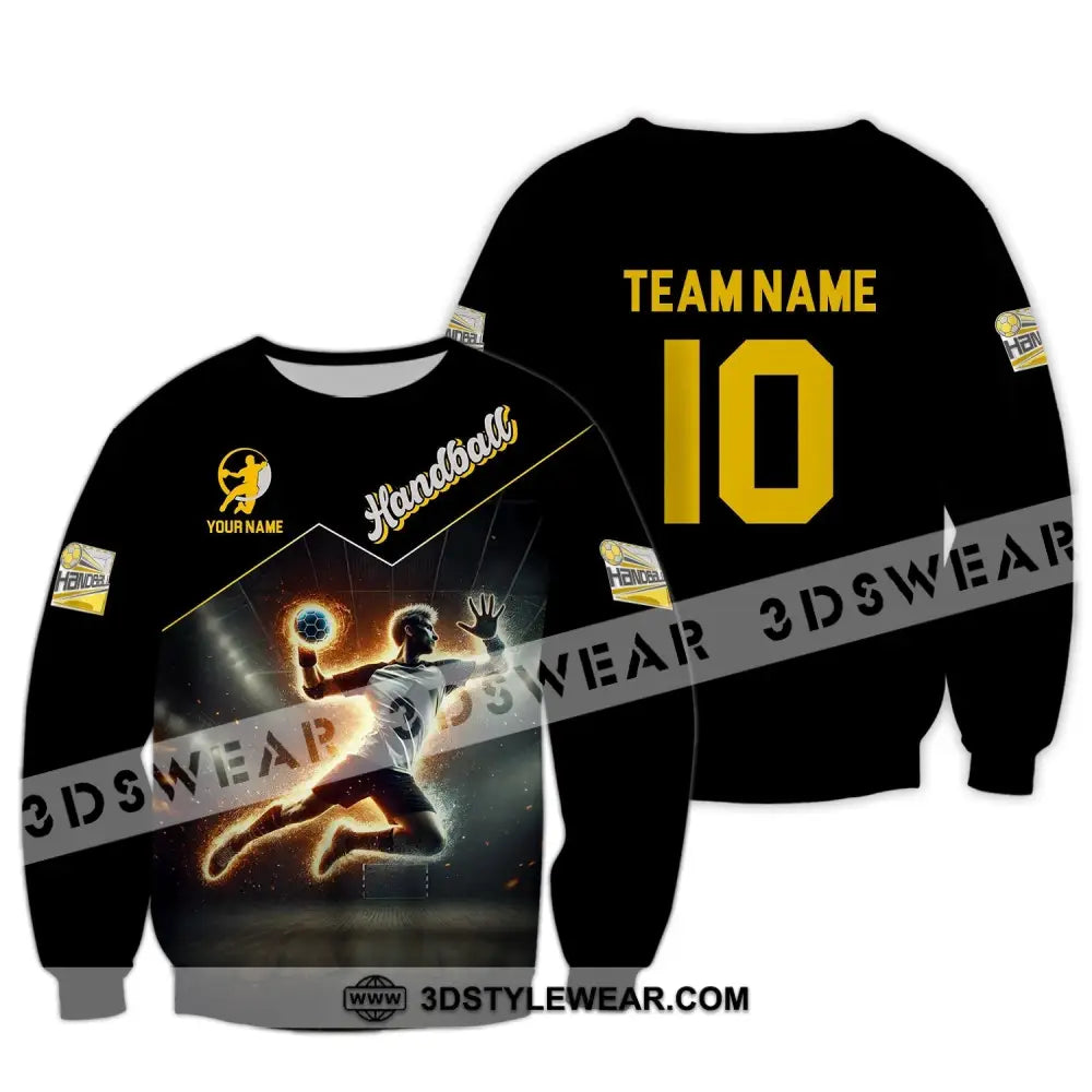 Man Shirt Custom Name And Number Handball Player Hoodie Polo Long Sleeve / S T-Shirt