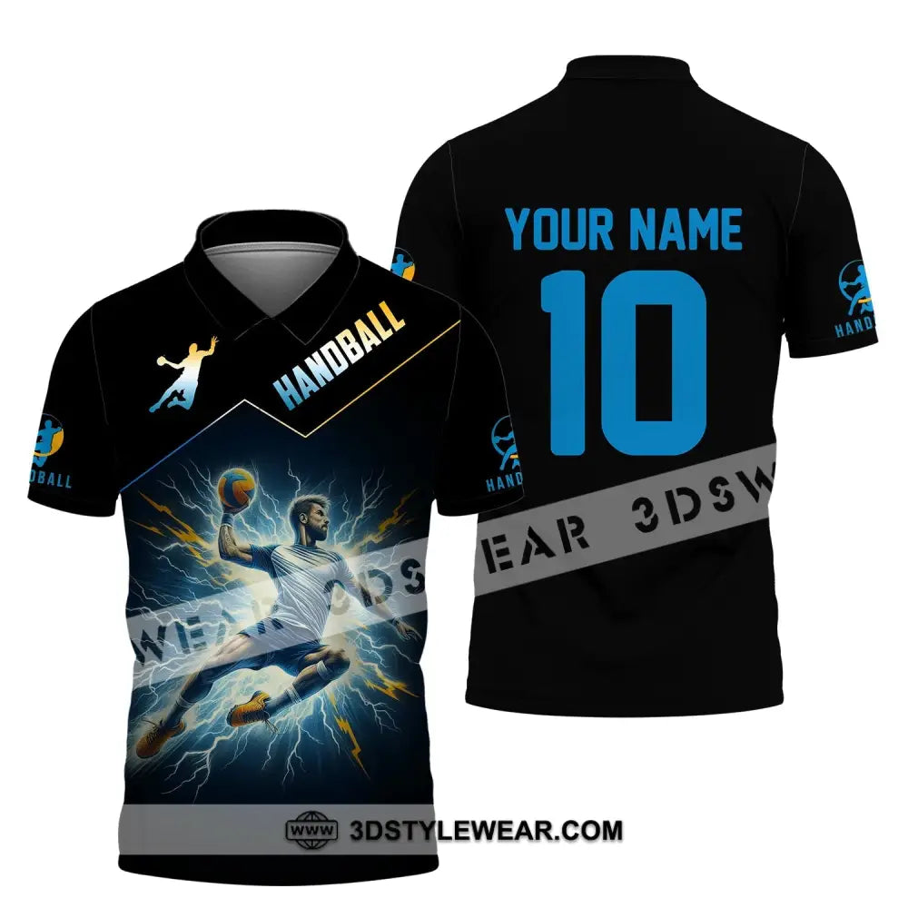 Man Shirt Custom Name And Number Handball Player Hoodie Polo Long Sleeve / S T-Shirt