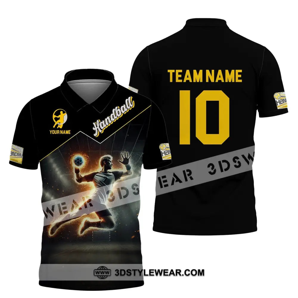 Man Shirt Custom Name And Number Handball Player Hoodie Polo Long Sleeve / S T-Shirt