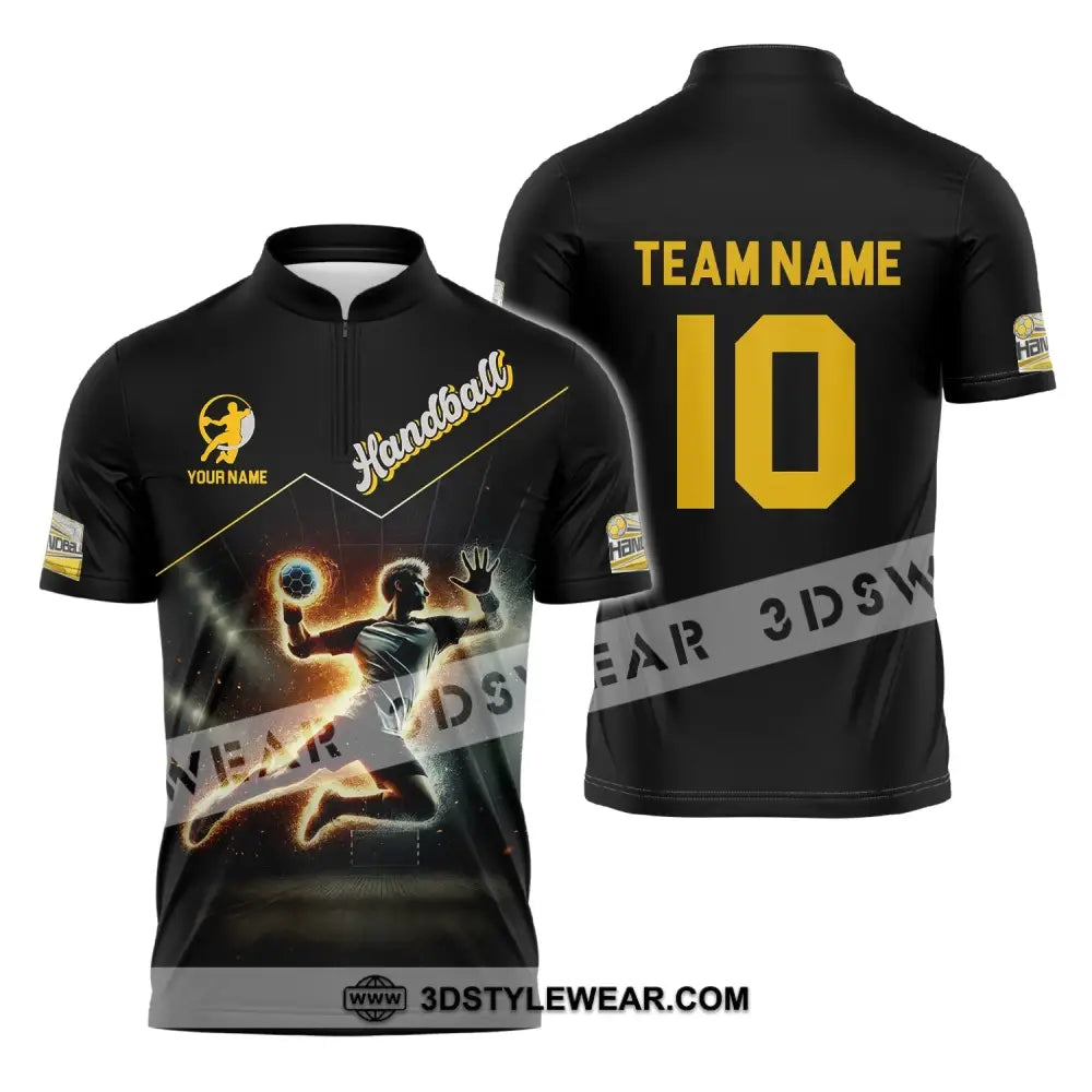 Man Shirt Custom Name And Number Handball Player Hoodie Polo Long Sleeve Zipper / S T-Shirt