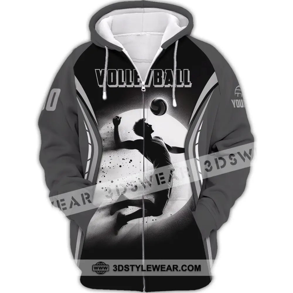 Man Shirt Custom Name And Number Volleyball T-Shirt For Team Gift Players Zipper Hoodie / S