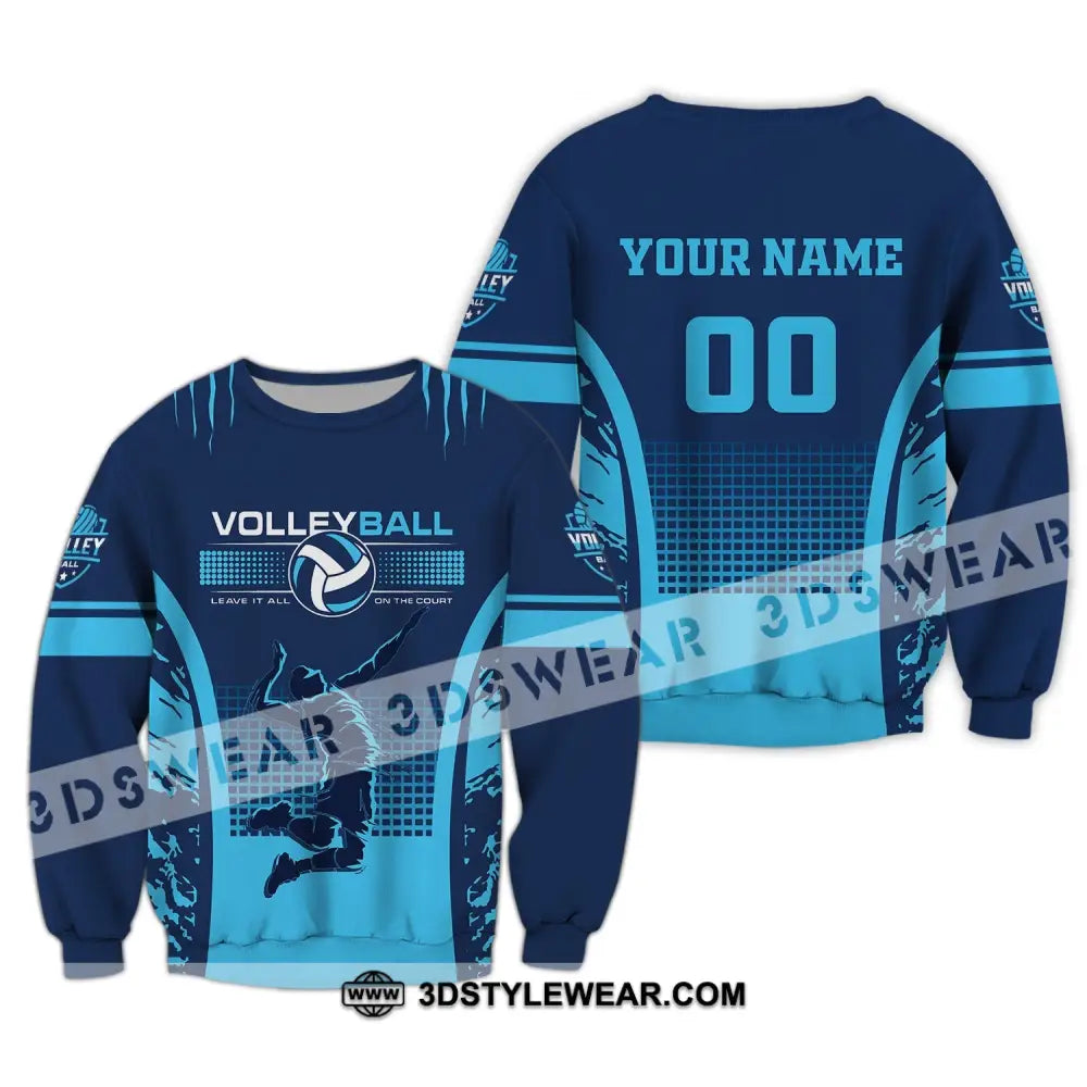 Man Shirt Custom Name And Number Volleyball T-Shirt Gift For Volleybal Player Long Sleeve / S