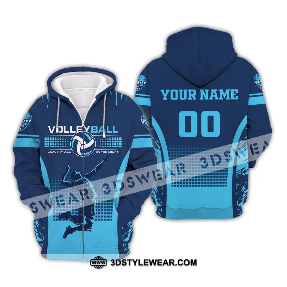 Man Shirt Custom Name And Number Volleyball T-Shirt Gift For Volleybal Player Zipper Hoodie / S