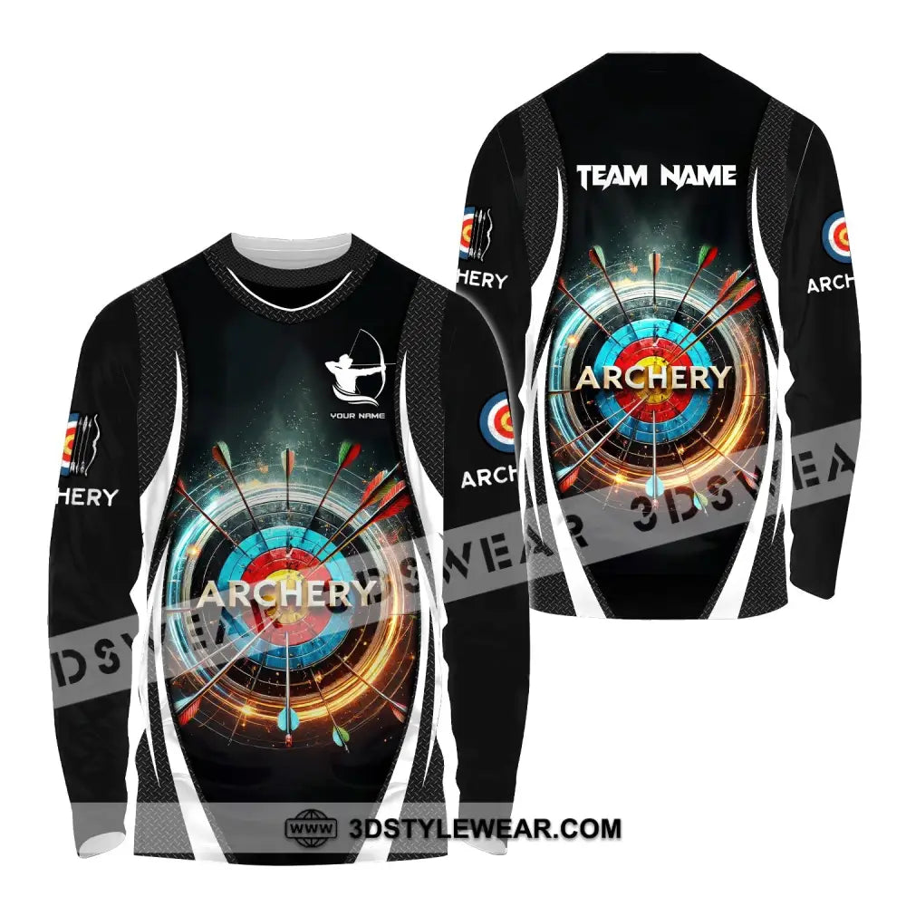 Man Shirt Custom Name And Team Archery Girl For Lovers Long Sleeve / S T-Shirt