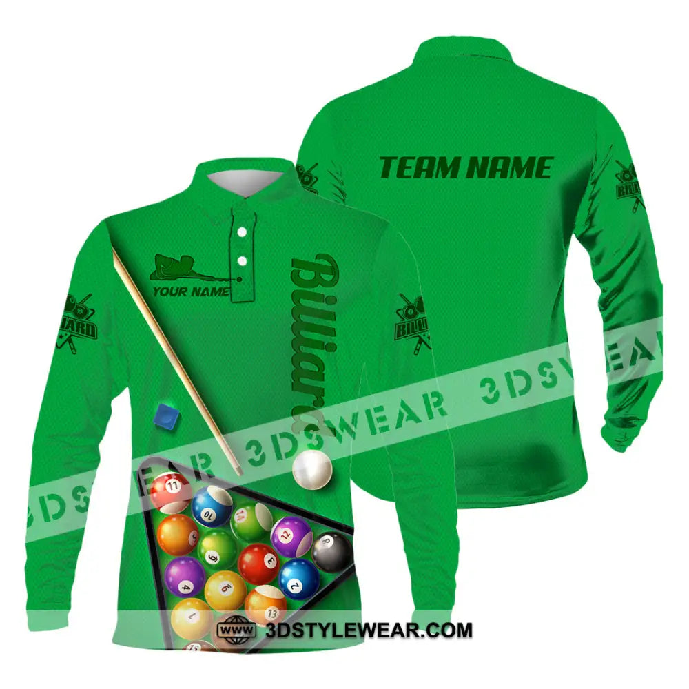 Man Shirt Custom Name And Team For Billiard Lover Hoodie Polo Long Sleeve / S T-Shirt