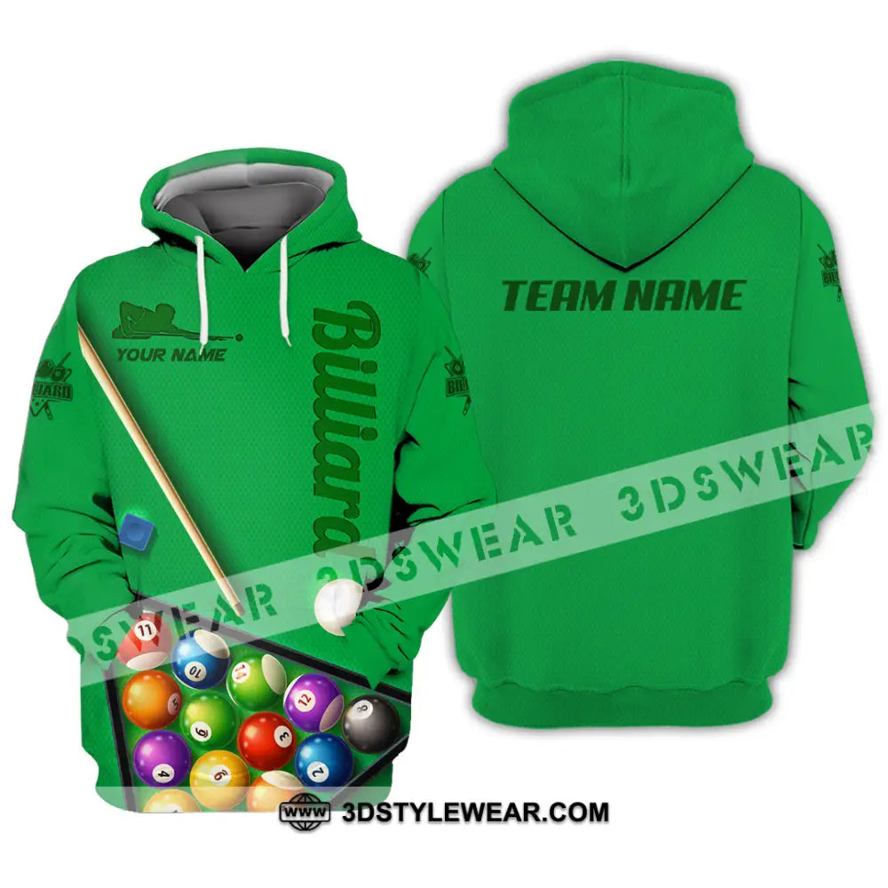 Man Shirt Custom Name And Team For Billiard Lover Hoodie Polo Long Sleeve / S T-Shirt