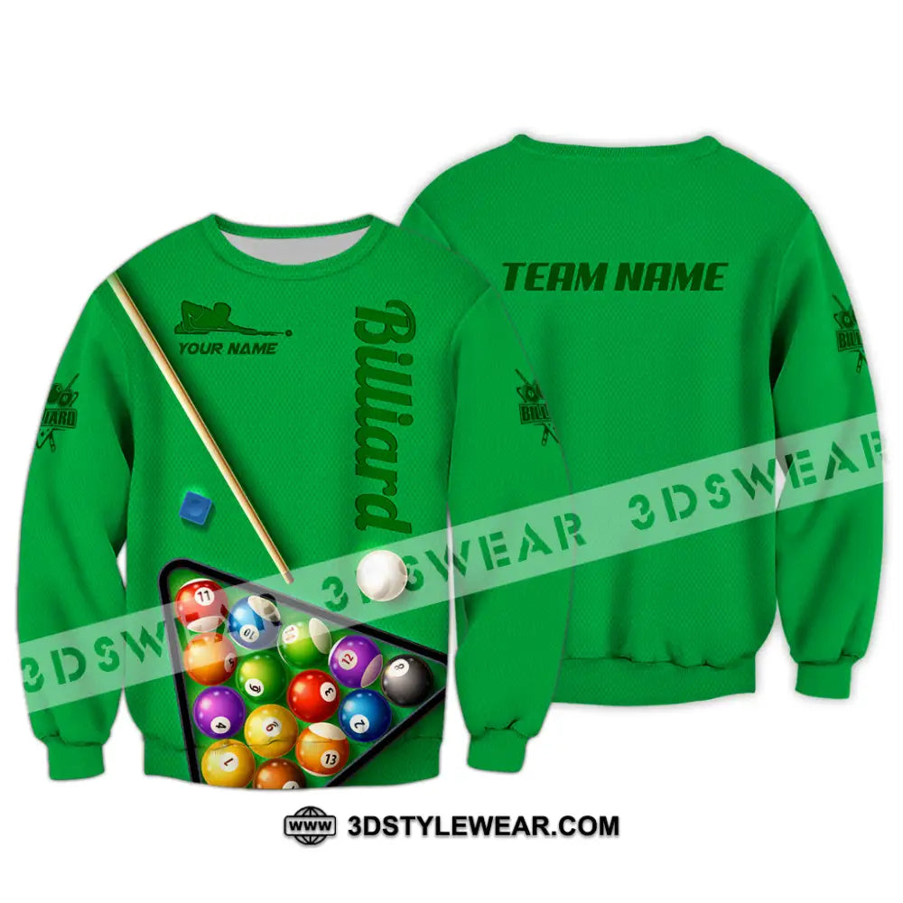 Man Shirt Custom Name And Team For Billiard Lover Hoodie Polo Long Sleeve / S T-Shirt