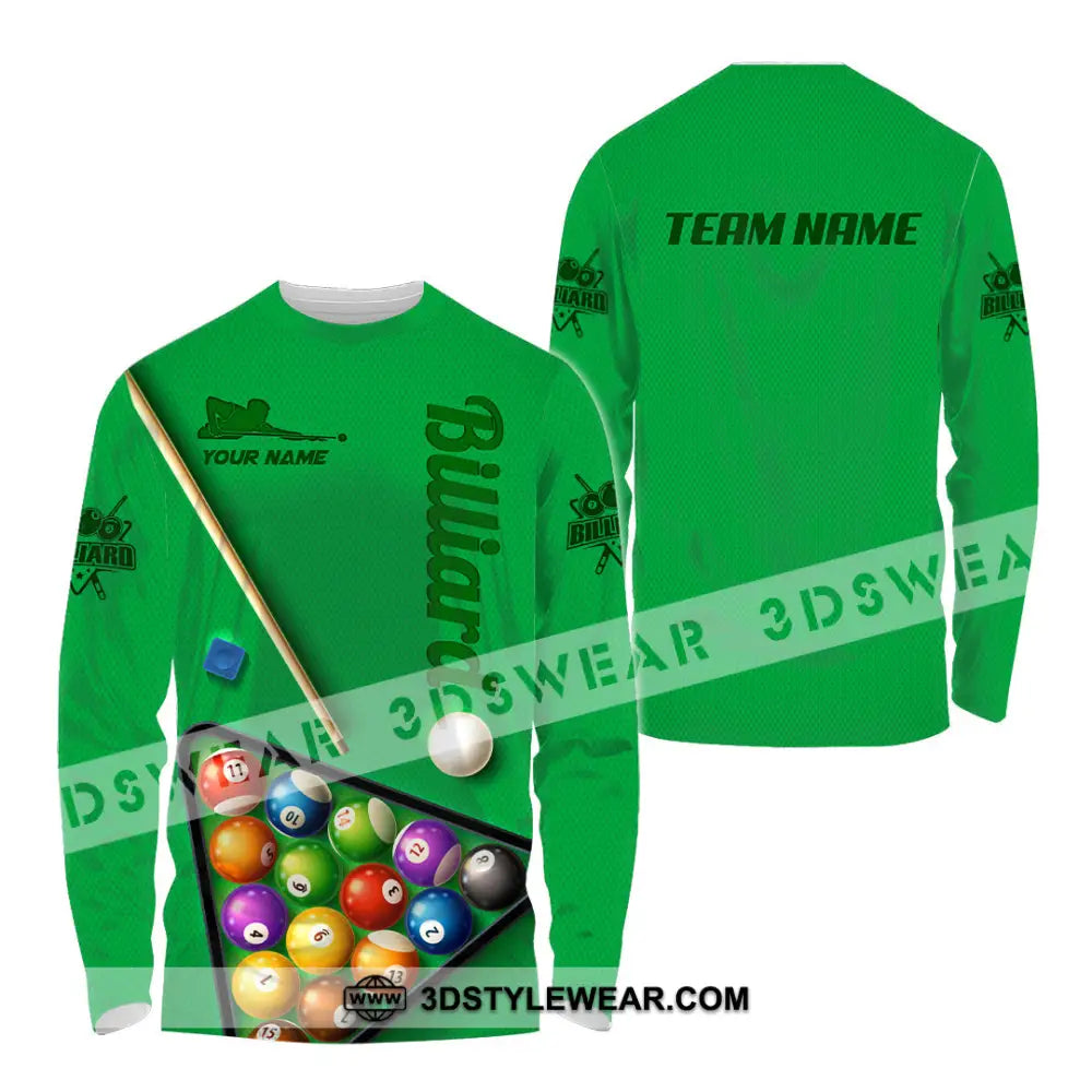 Man Shirt Custom Name And Team For Billiard Lover Hoodie Polo Long Sleeve / S T-Shirt