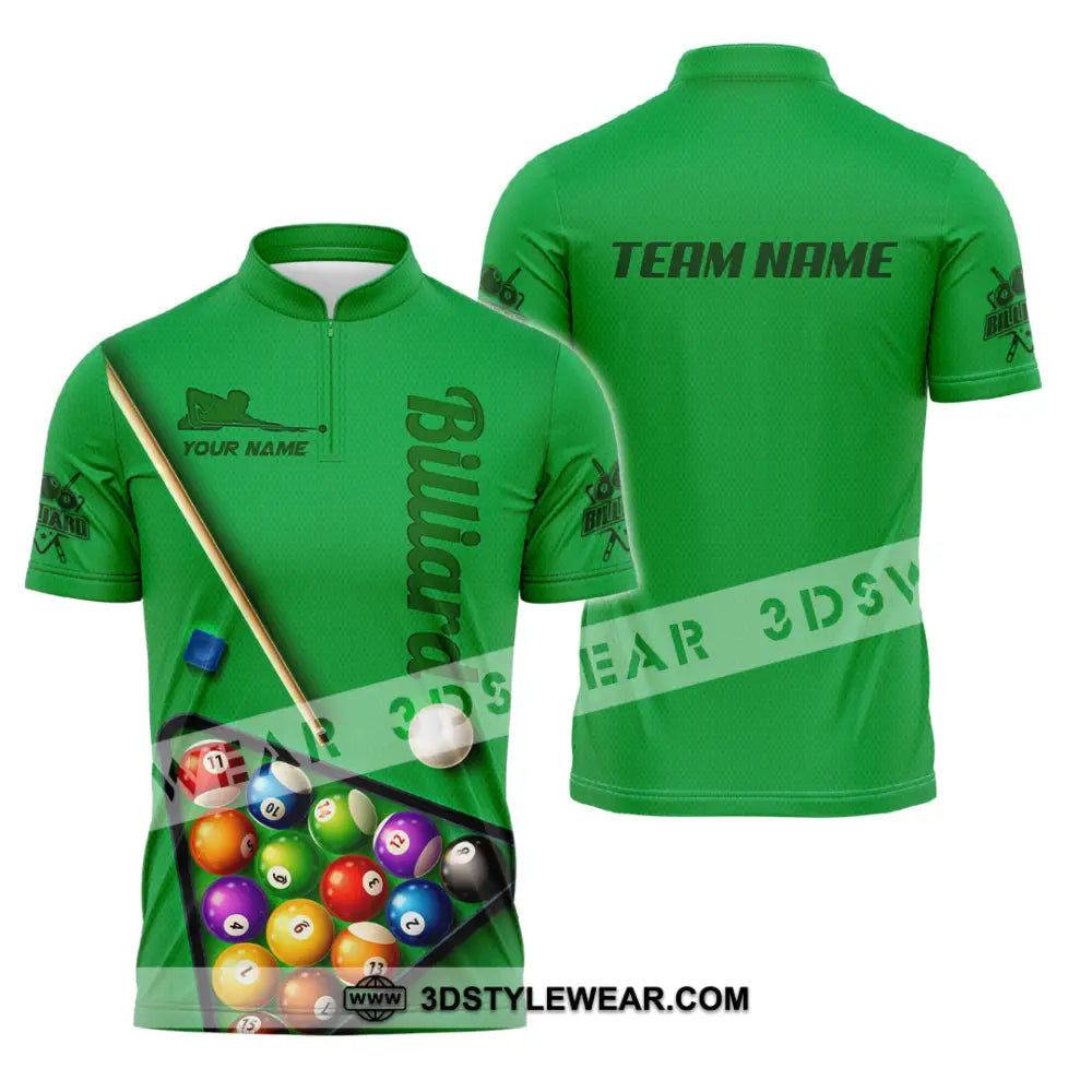 Man Shirt Custom Name And Team For Billiard Lover Hoodie Polo Long Sleeve Zipper / S T-Shirt