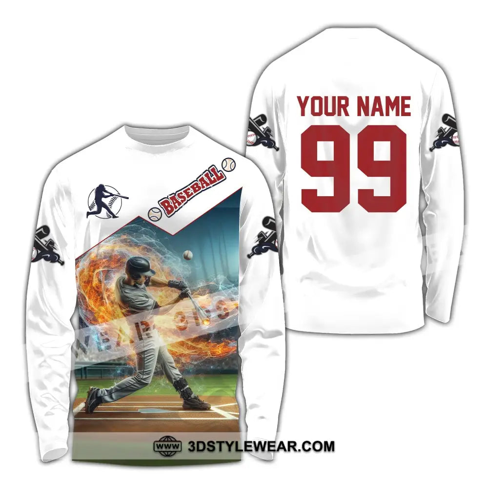 Man Shirt Custom Name Baseball Polo T-Shirt Hoodie Long Sleeve / S