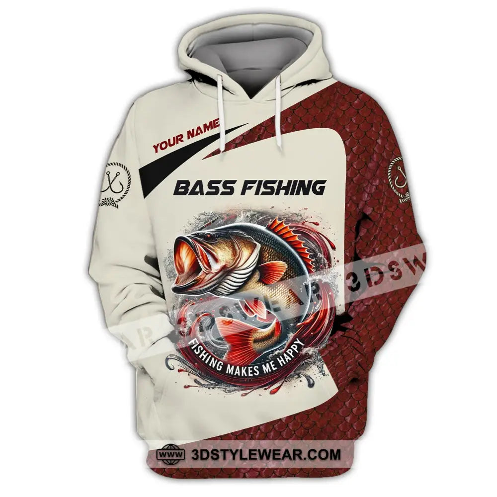 Man Shirt Custom Name Bass Fishing Lover Hoodie Polo Long Sleeve / S T-Shirt