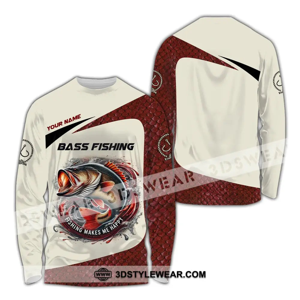 Man Shirt Custom Name Bass Fishing Lover Hoodie Polo Long Sleeve / S T-Shirt