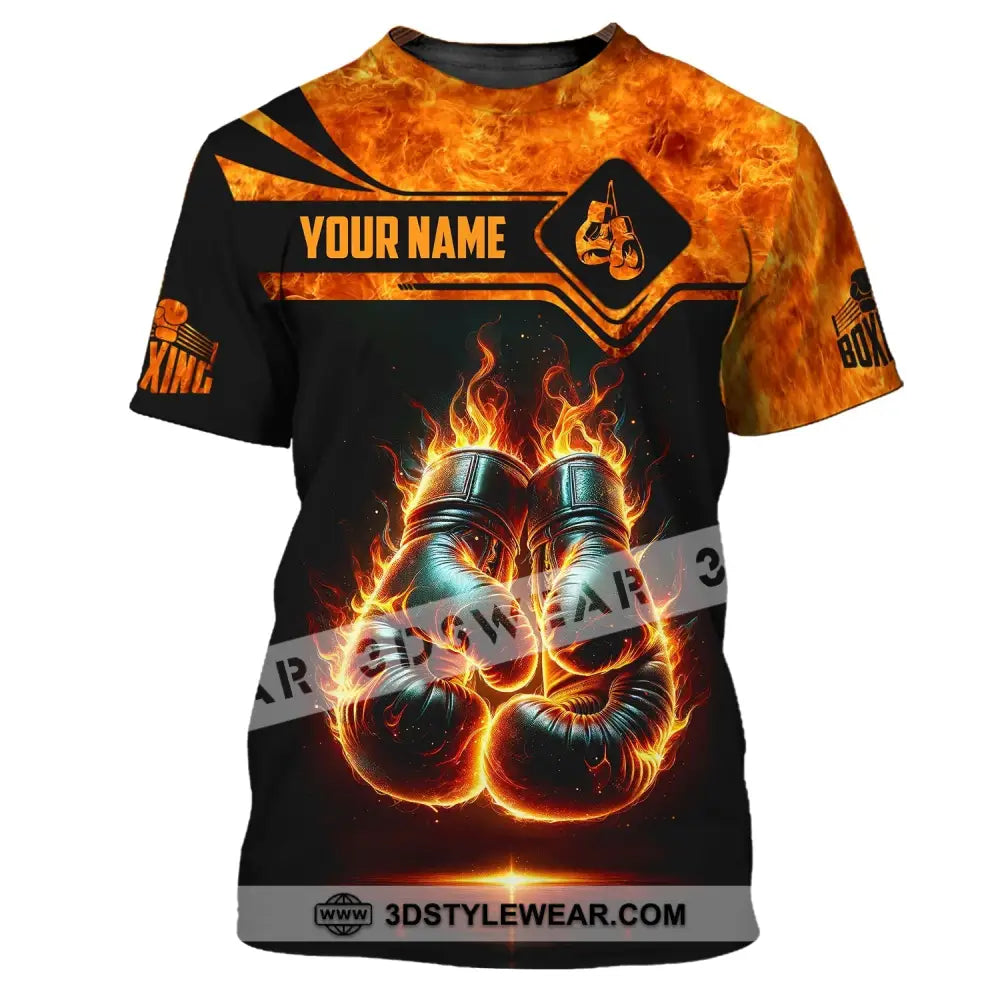 Man Shirt Custom Name Boxing Fire Polo Long Sleeve Gift For Lover T-Shirt / S