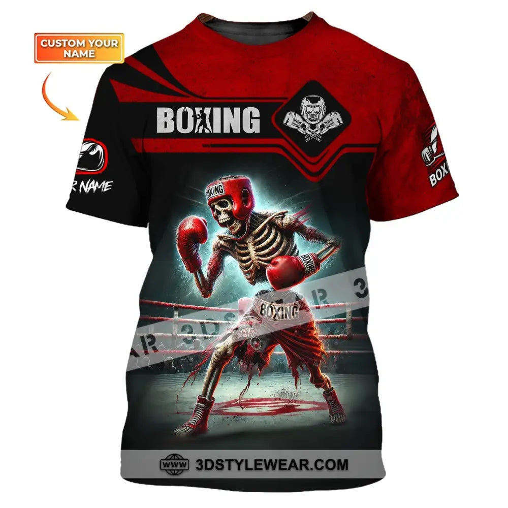 Man Shirt Custom Name Boxing Skull Polo Long Sleeve Gift For Lover T-Shirt