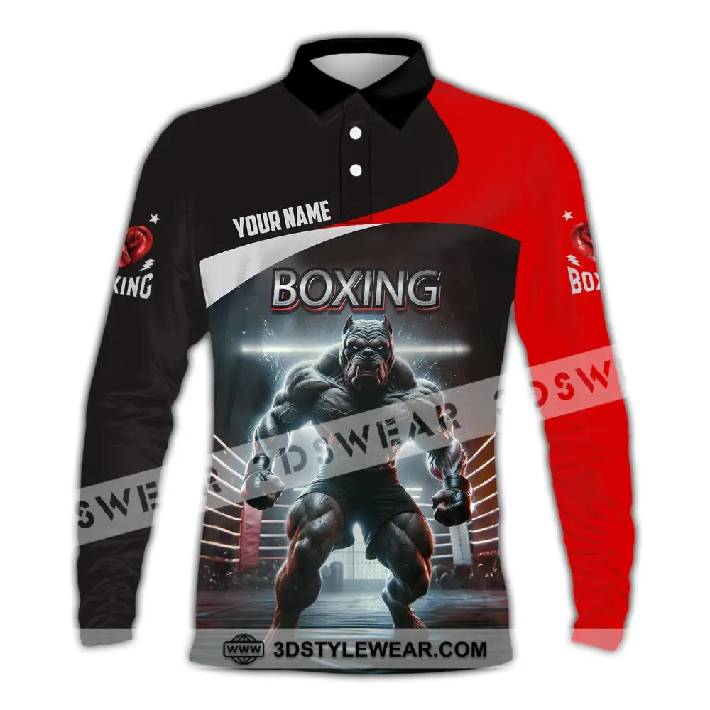 Man Shirt Custom Name Boxing T-Shirt For Club Gift Lovers Long Sleeve Polo / S T-Shirt