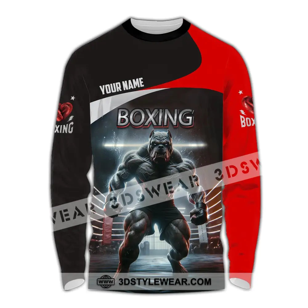 Man Shirt Custom Name Boxing T-Shirt For Club Gift Lovers Long Sleeve / S T-Shirt