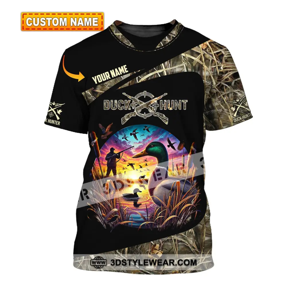 Man Shirt Custom Name Duck Hunter Hunting T-Shirt Hoodie Long Sleeve T-Shirt