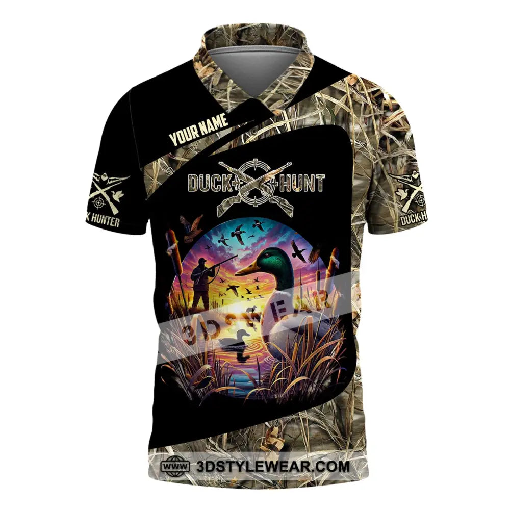Man Shirt Custom Name Duck Hunter Hunting T-Shirt Hoodie Long Sleeve Polo / S T-Shirt