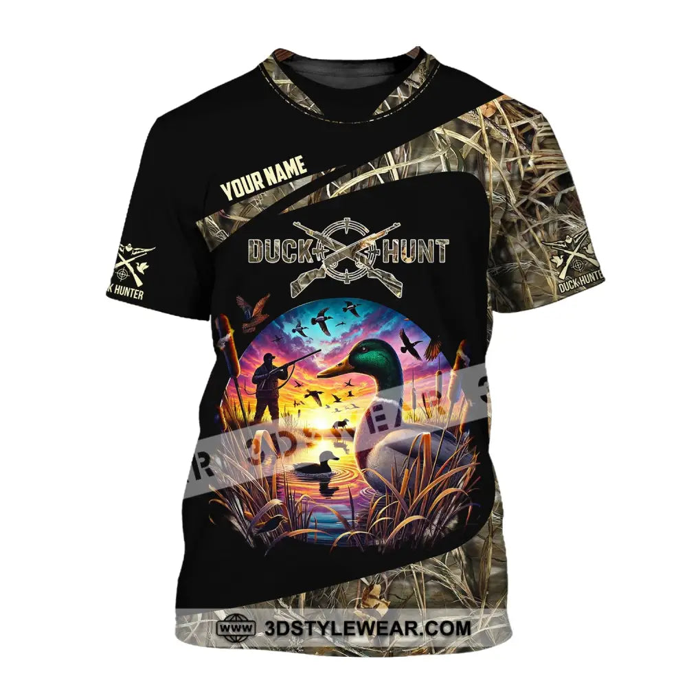 Man Shirt Custom Name Duck Hunter Hunting T-Shirt Hoodie Long Sleeve / S T-Shirt