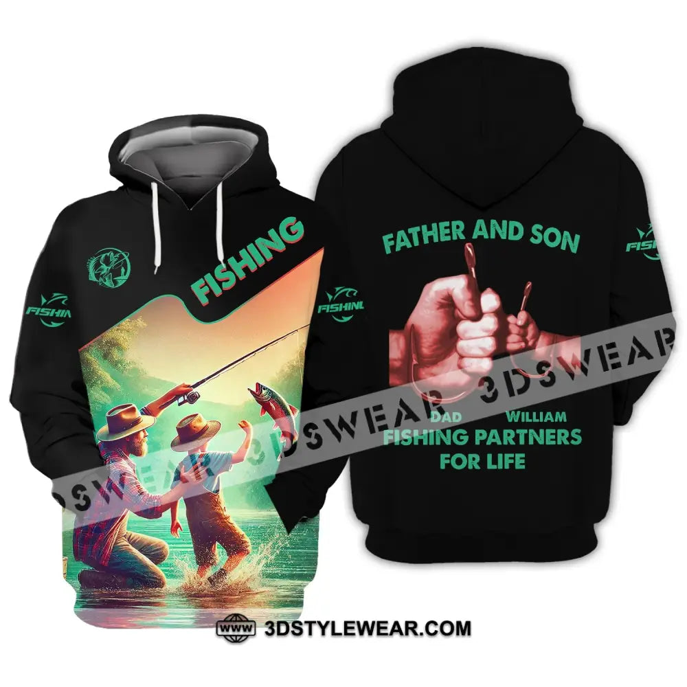 Man Shirt Custom Name Fishing Father And Son Partner Hoodie / S T-Shirt