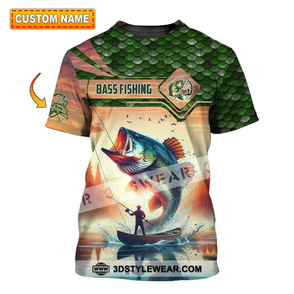 Man Shirt Custom Name Fishing Lover Bass Hoodie Polo Long Sleeve T-Shirt