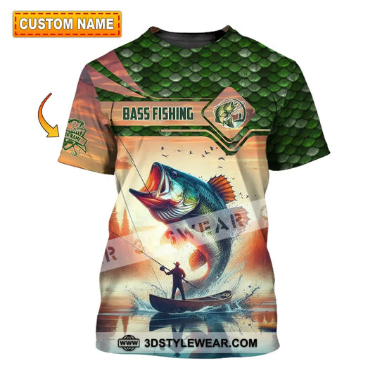 Man Shirt Custom Name Fishing Lover Bass Hoodie Polo Long Sleeve T-Shirt