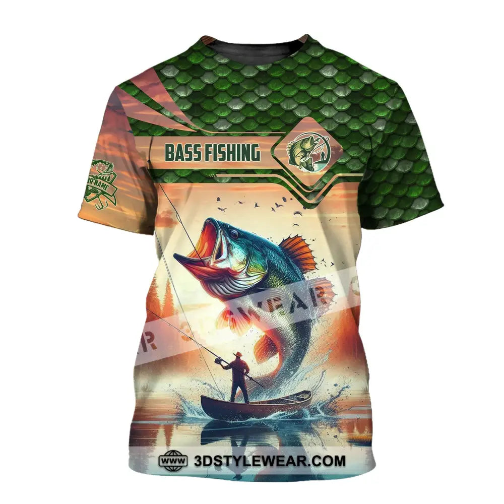 Man Shirt Custom Name Fishing Lover Bass Hoodie Polo Long Sleeve T-Shirt / S T-Shirt