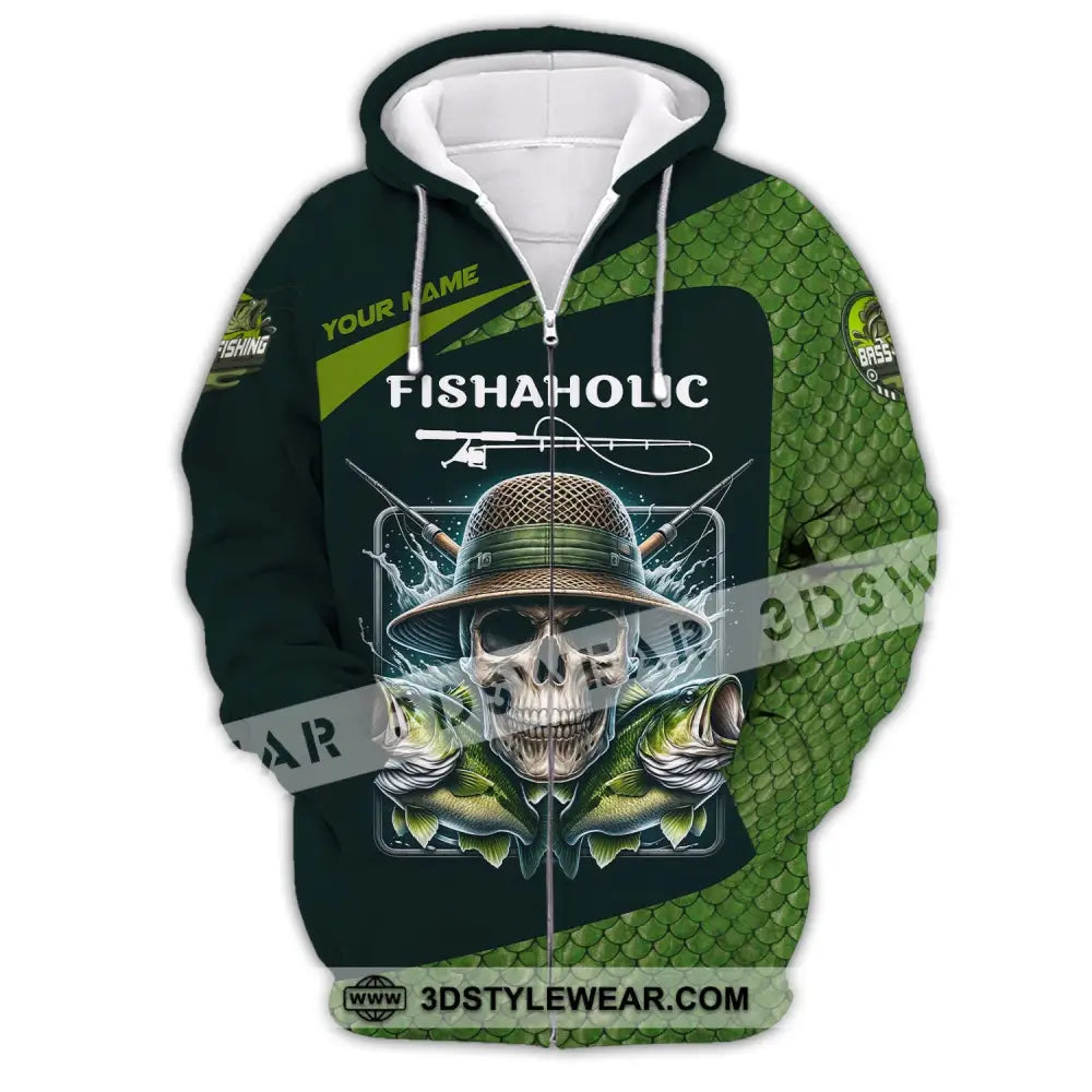 Man Shirt Custom Name Fishing Lover Fishaholic Hoodie Polo Long Sleeve Zipper / S T-Shirt