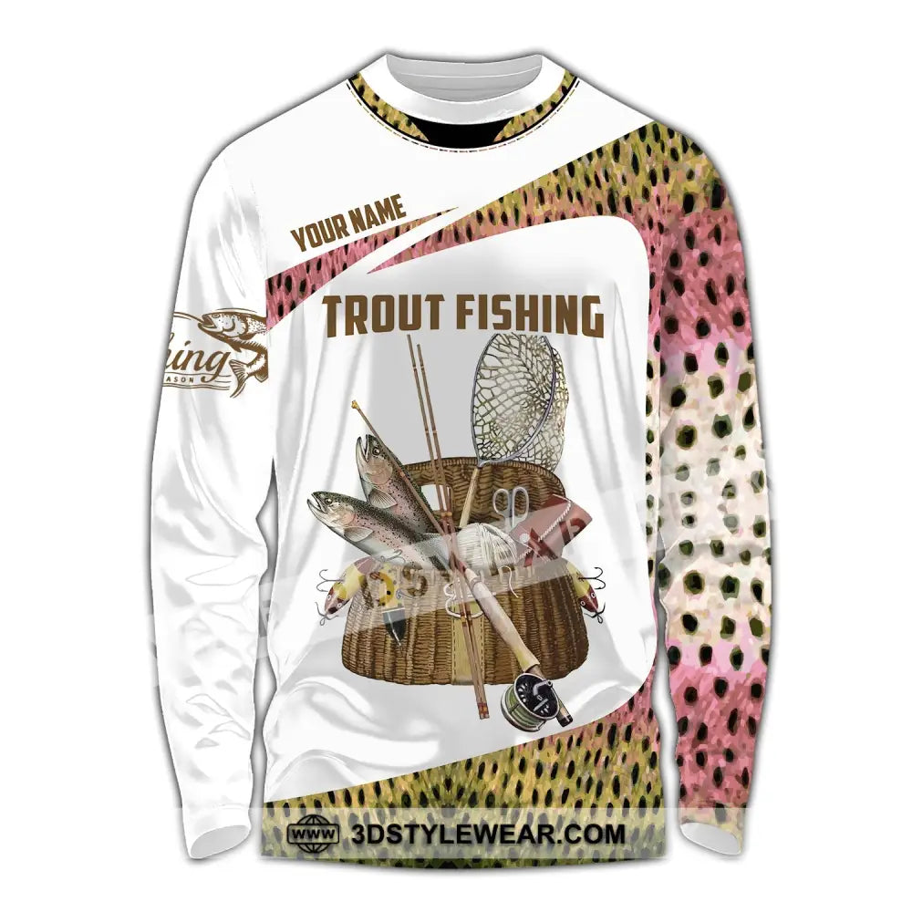 Man Shirt Custom Name Fishing Lover Trout Hoodie Polo Long Sleeve / S T-Shirt