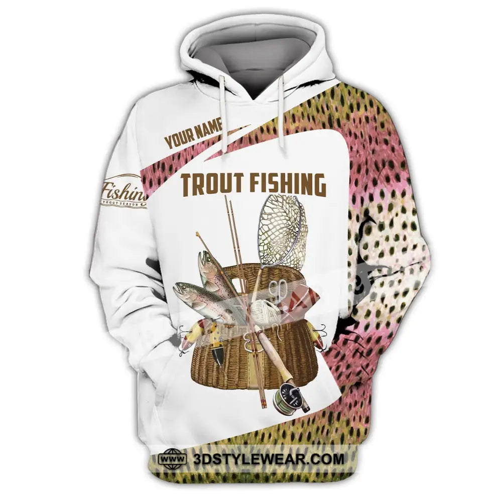 Man Shirt Custom Name Fishing Lover Trout Hoodie Polo Long Sleeve / S T-Shirt