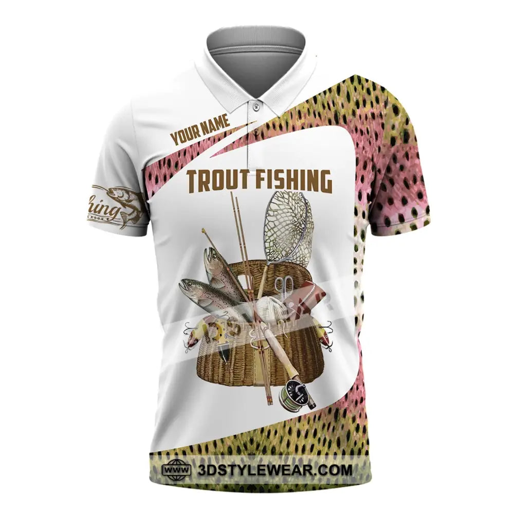 Man Shirt Custom Name Fishing Lover Trout Hoodie Polo Long Sleeve / S T-Shirt