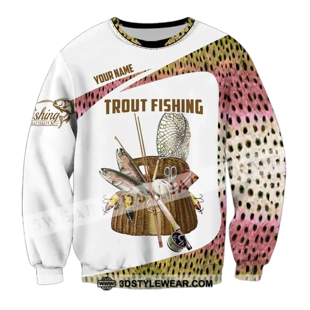 Man Shirt Custom Name Fishing Lover Trout Hoodie Polo Long Sleeve / S T-Shirt