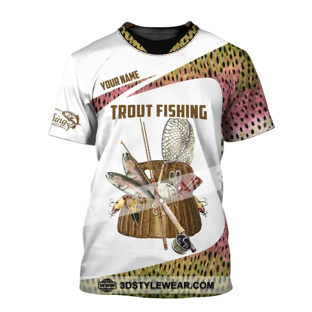 Man Shirt Custom Name Fishing Lover Trout Hoodie Polo Long Sleeve T-Shirt / S T-Shirt