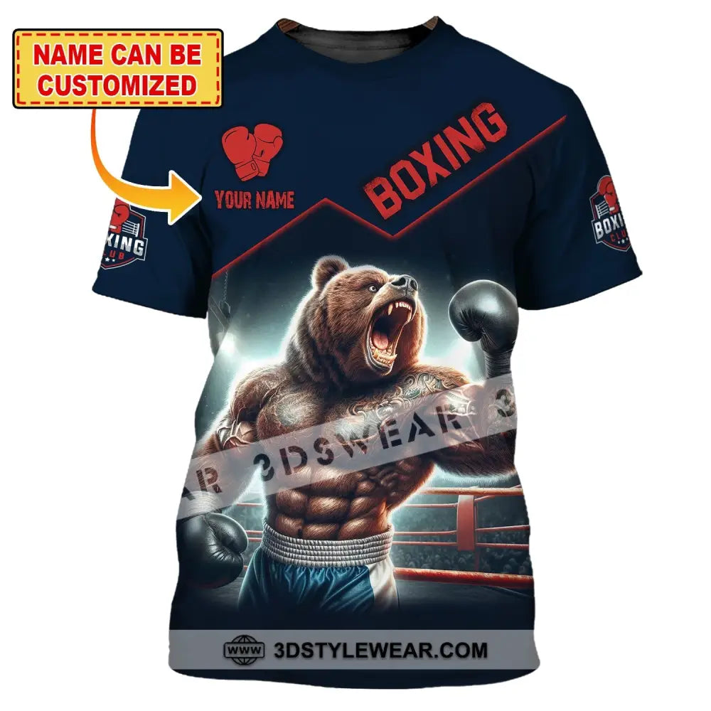 Man Shirt Custom Name For Boxing Lover Bear Hoodie Polo Long Sleeve T-Shirt