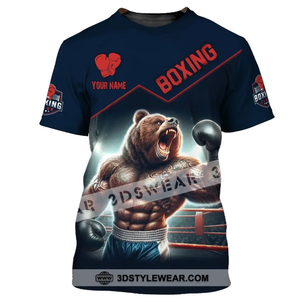 Man Shirt Custom Name For Boxing Lover Bear Hoodie Polo Long Sleeve T-Shirt / S