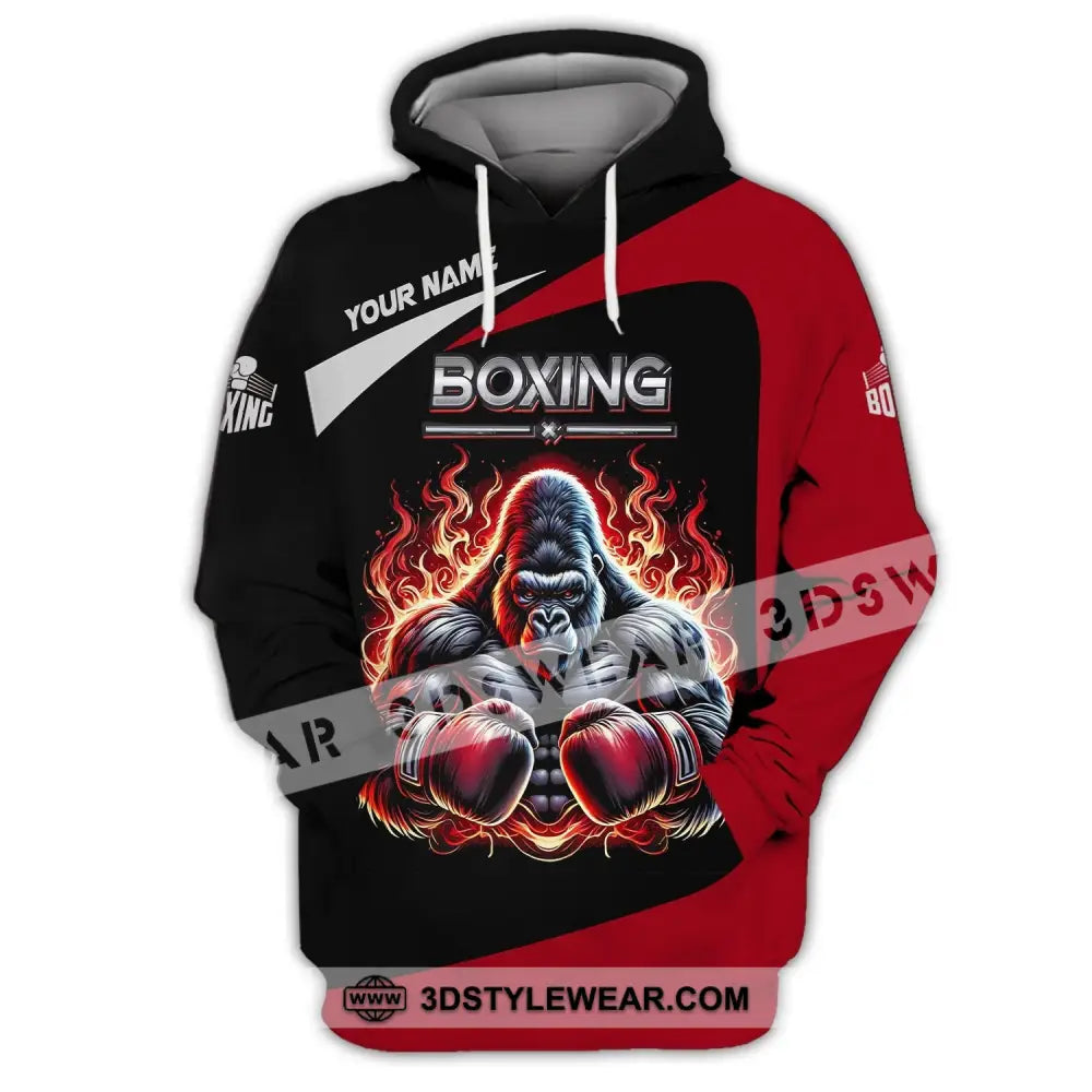 Man Shirt Custom Name For Boxing Lover Gorilla Hoodie Polo Long Sleeve / S T-Shirt