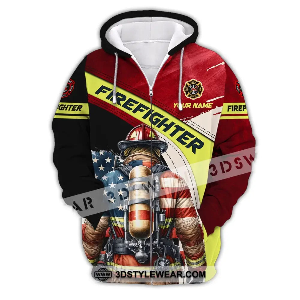 Man Shirt Custom Name For Firefighter T-Shirt Polo Zipper Hoodie / S T-Shirt