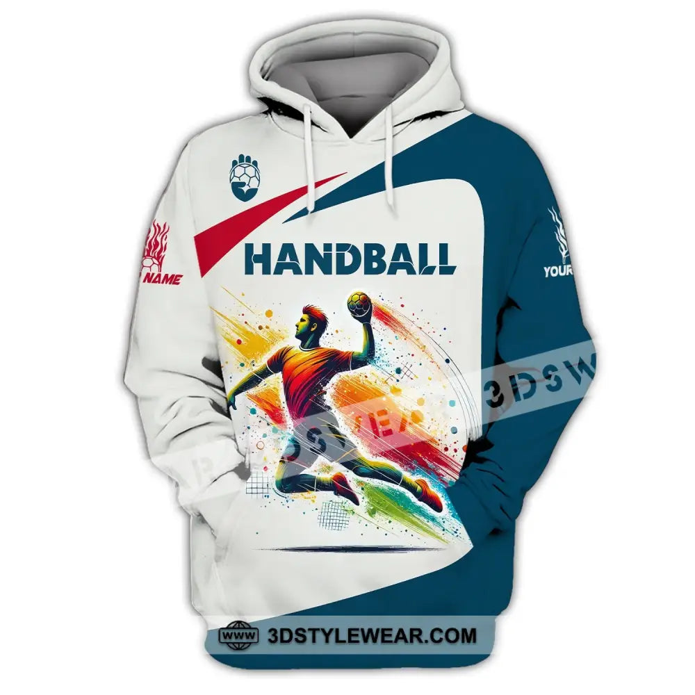 Man Shirt Custom Name For Handball Player Hoodie Polo Long Sleeve / S T-Shirt