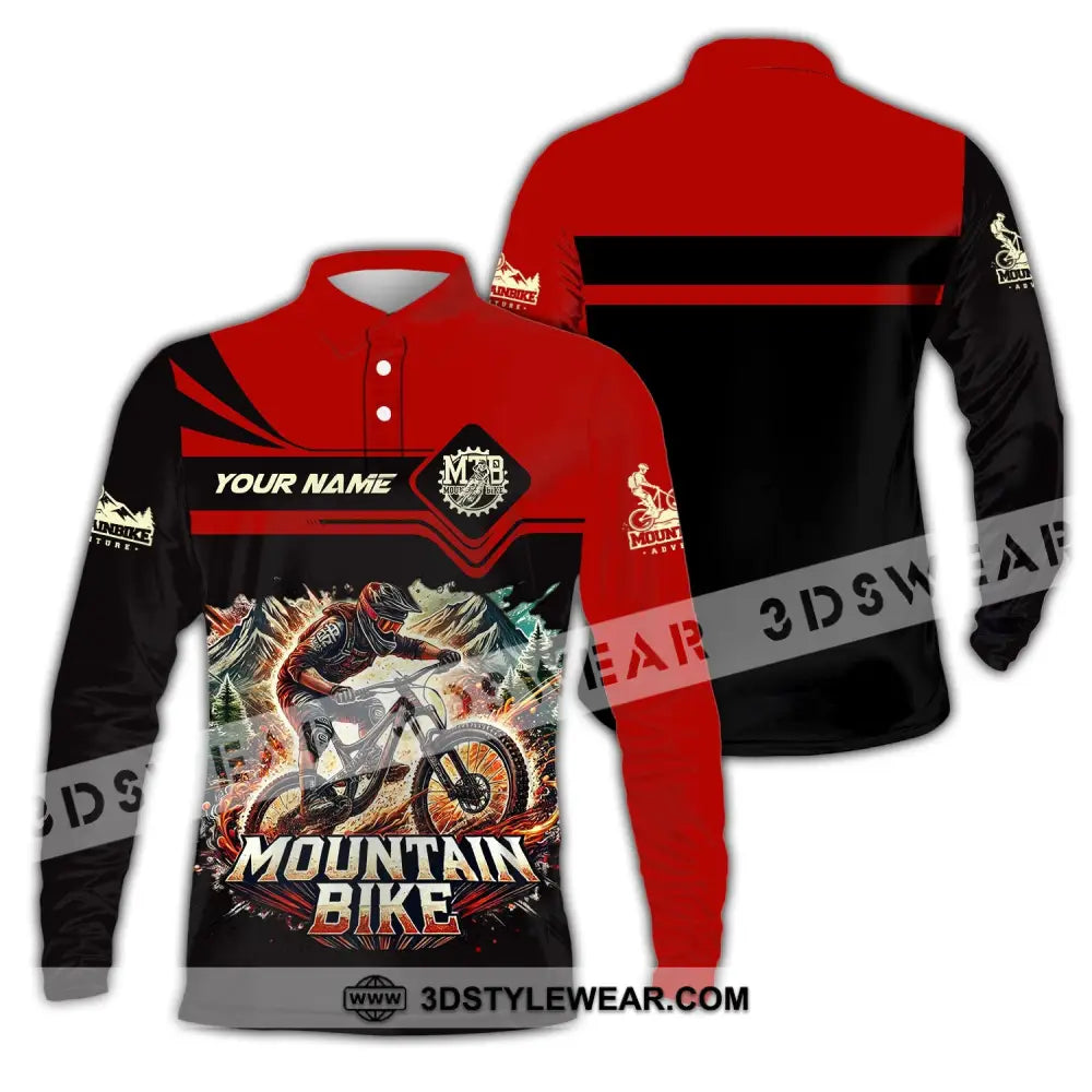 Man Shirt Custom Name For Mountain Bike Lover Gift Hoodie Long Sleeve Polo / S T-Shirt